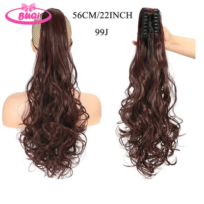 Water Wave Claw Clip In Ponytail Hair Extension Ombre Color Curly Wavy Synthetic Ponytail Extension Hair For Women Pony Tail