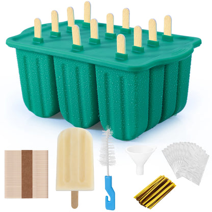 Popsicles Molds, 12 Pieces Silicone Popsicle Molds Easy-Release BPA-free Popsicle Maker Molds Ice Pop Molds Homemade Popsicle