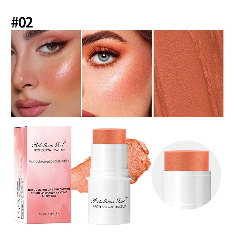 Blush Contour Highlighter Stick for Cheeks Eyes Lip Lightweight Dewy Finish Blush Stick Contour Natural Blusher Stick Makeup Set
