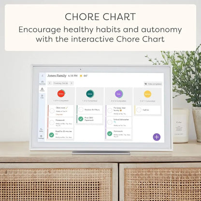 15 inch Digital Calendar & Chore Chart, Smart Touchscreen Interactive Display for Family Schedules - Wall Mount Included