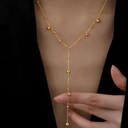 Exaggerated Gold Color Big Elliptical Pendant Necklace for Women Metal Chunky Chain OT Buckle Necklace