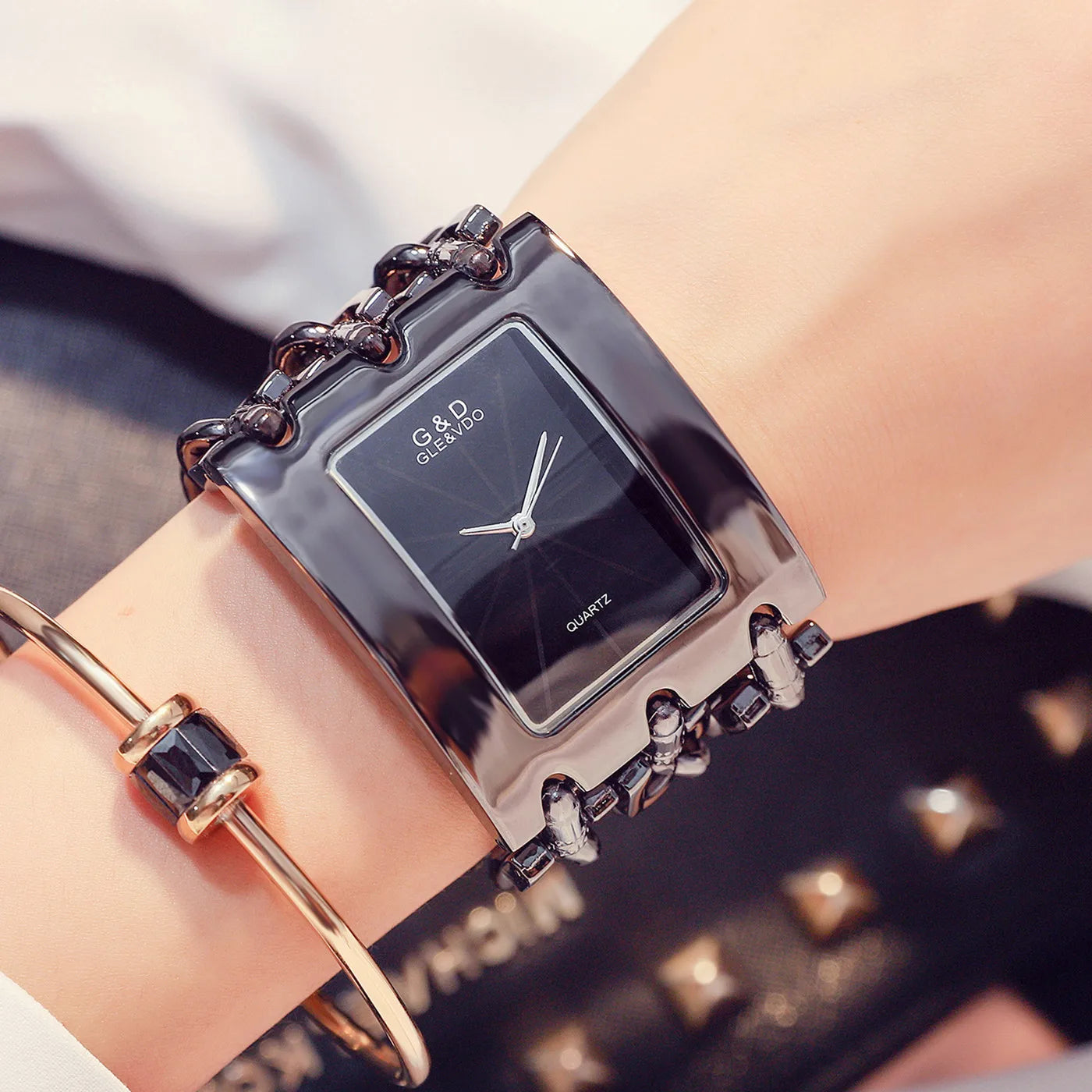 Women Luxury Brand Watch Dress Rhinestone Women Wristwatches Stylish Gold Female Watches for Women