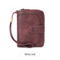 Anti-Theft Brush Bag for Ladies, Oil Wax Leather, Short Purse, European and American Retro, Multi-Function, organ Card Bag