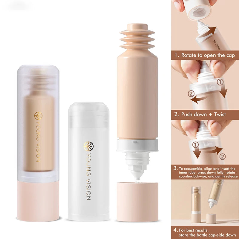 Bottom Press Liquid Foundation High Coverage Makeup Base Matte Oil Control Lasting Waterproof Concealer Korean Makeup BB Cream