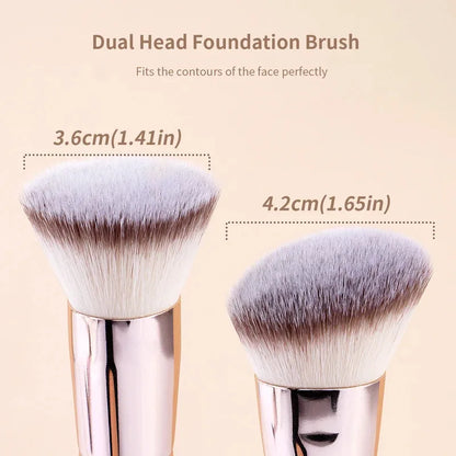 2PCS Foundation Makeup Brush Double-ended Flat/Angle Top Contour Brush for Beauty Blending Liquid Powder Concealer Cream