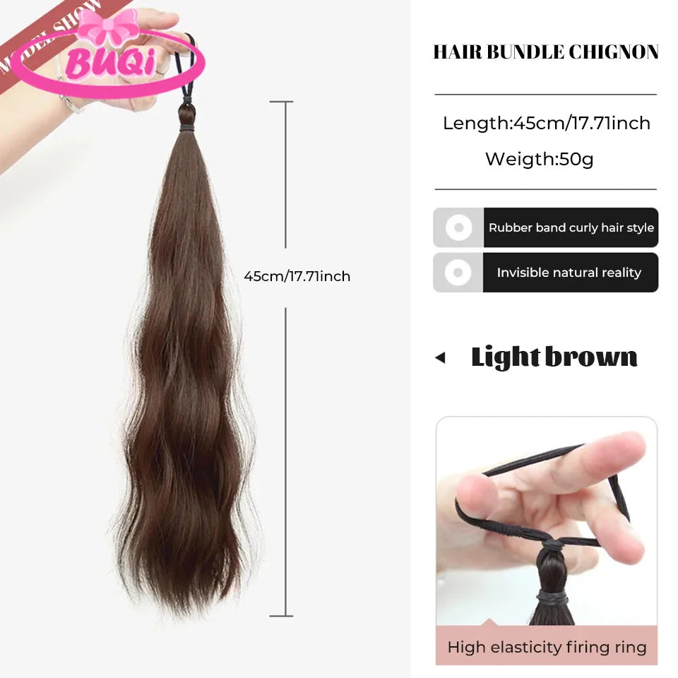 Water Wave Claw Clip In Ponytail Hair Extension Ombre Color Curly Wavy Synthetic Ponytail Extension Hair For Women Pony Tail