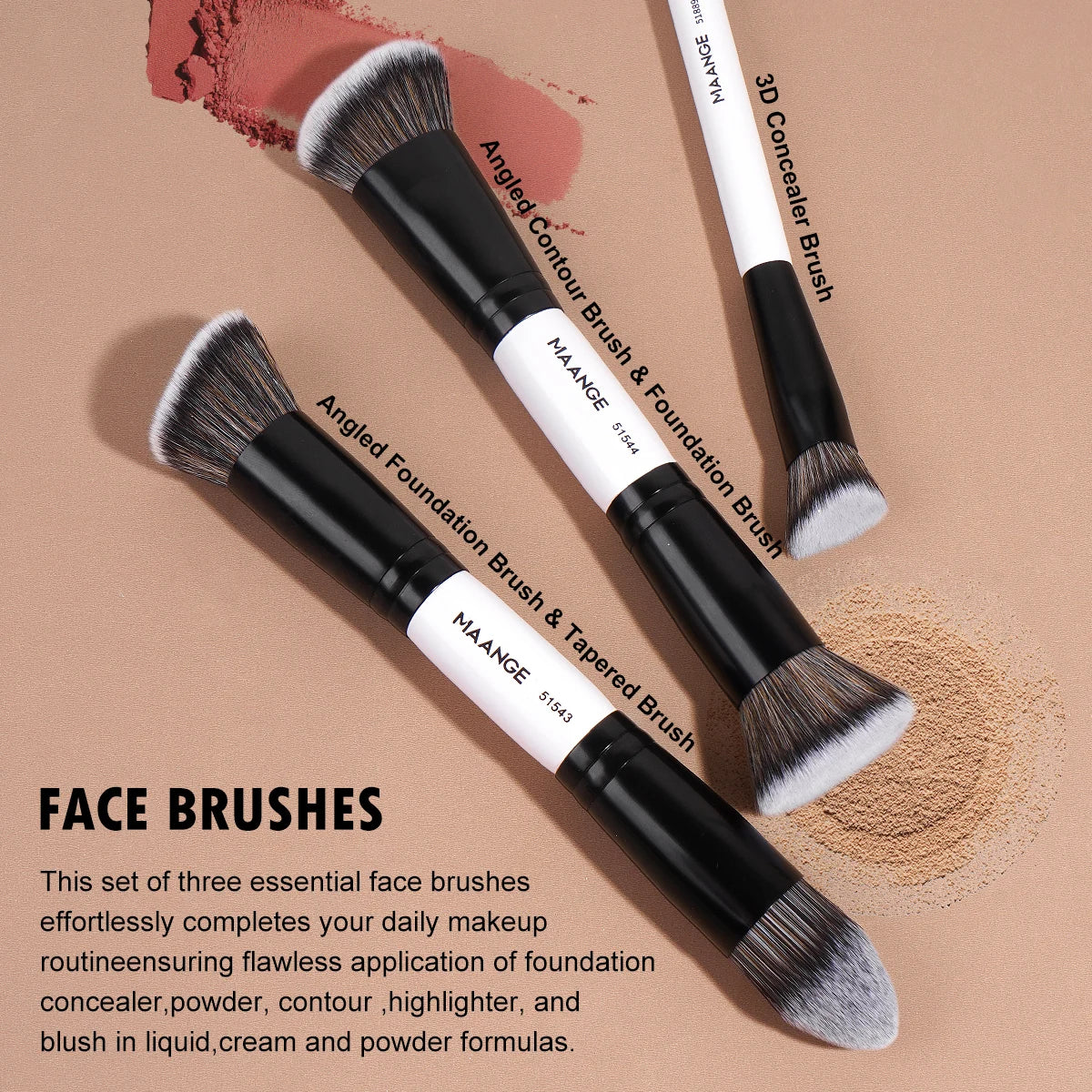 Makeup Brush Set Soft Hair Synthetic Kabuki Brushes Foundation Powder Blending Concealer Eyeshadow Double-ended Brushes