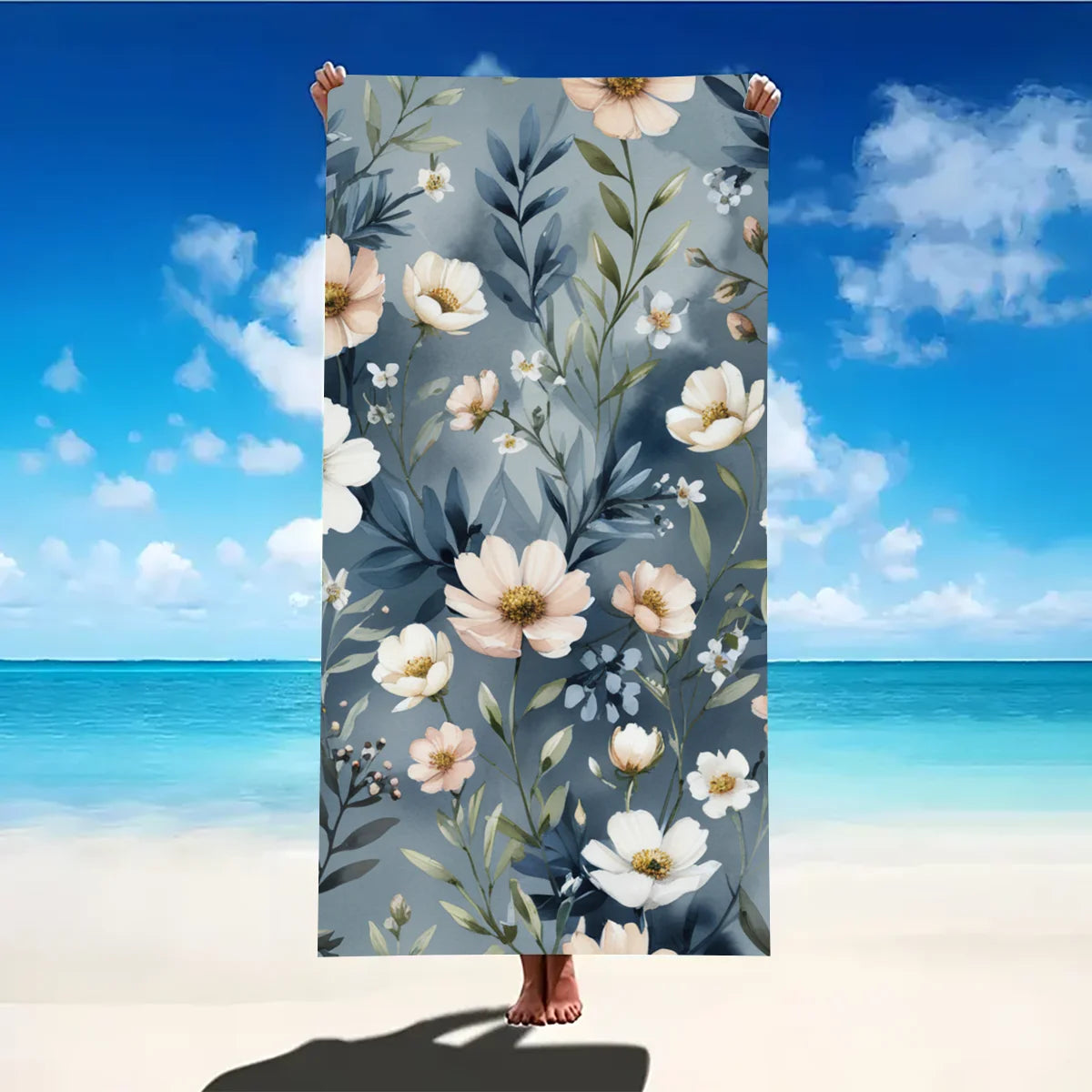 Print Sea Beach Towel Quick-Dry Washable Beach Towels Sandproof Portable Beach Towels  For Travel Swimming Camping Beach