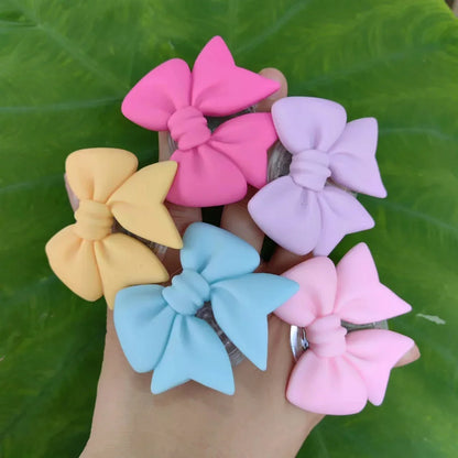 Cute Plain Macaron Color Bow-knot Smart Tok Universal Phone Holder Korean Girl's Phone Bracket GripTok Stand Socket Lazy Bracket