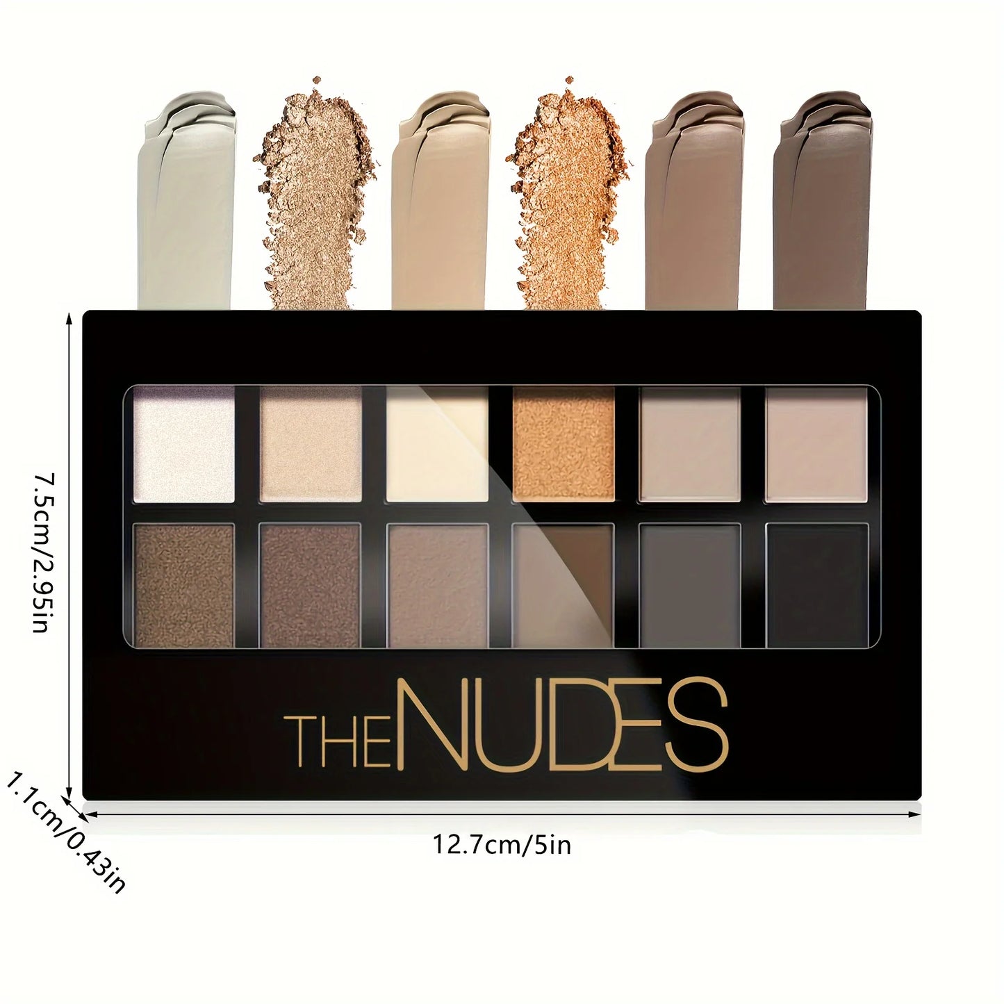 12 Colors Smokey Eyeshadow Palette, Brown Black Dark Color Series, Matte Pearly Glitter Finish Eyeshadow Powder ( With Brush)