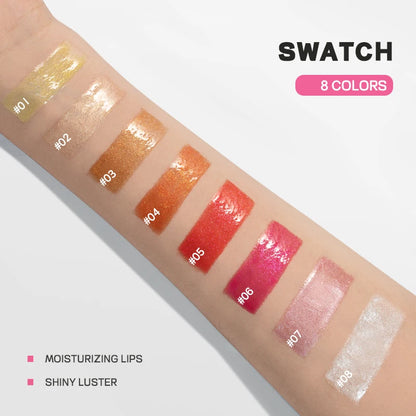 Lip Plumping Shimmer Mirror Water Lip Gloss Glitter Waterproof Moisturizing