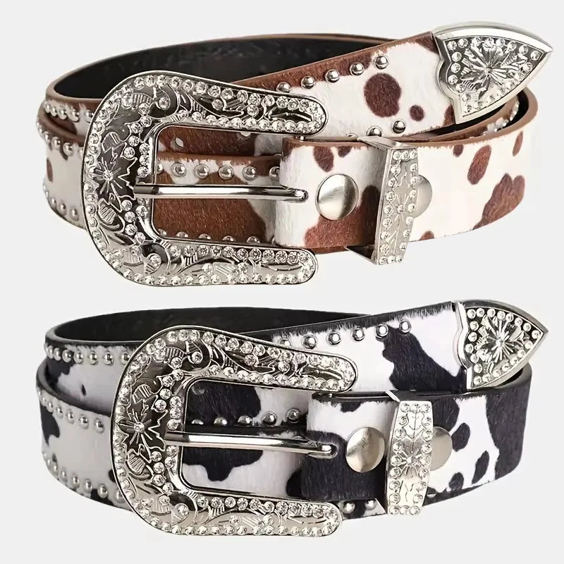 Women's Retro Casual Trend Carved Buckle Belt For Women Men,Punk Style Rivet Y2k Belt