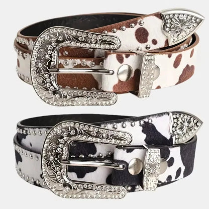 Women's Retro Casual Trend Carved Buckle Belt For Women Men,Punk Style Rivet Y2k Belt