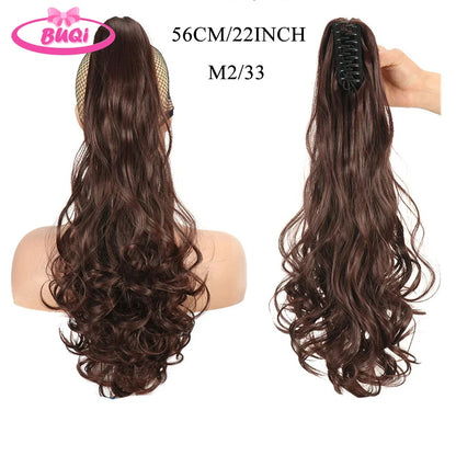 Water Wave Claw Clip In Ponytail Hair Extension Ombre Color Curly Wavy Synthetic Ponytail Extension Hair For Women Pony Tail