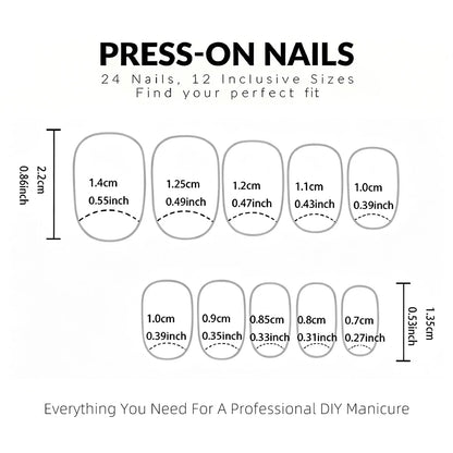 24Pcs Almond Coverage Press On Nails Starfish Beach Fake Nails Cute Briquette Reusable False Nail Summer Hot Wear Nails