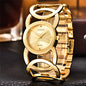 Women Original XINEW 6438 Watches Ladies Casual Golden Quartz Bracelets Watch