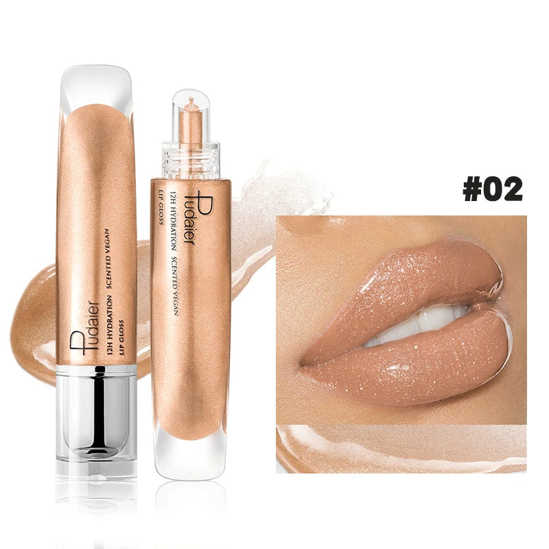 Lip Plumping Shimmer Mirror Water Lip Gloss Glitter Waterproof Moisturizing
