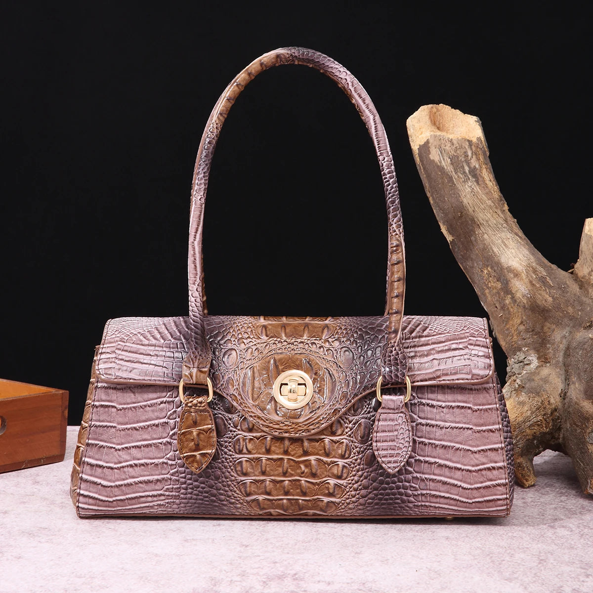 Multicolor Crocodile Pattern Fashion Handheld Stick Bag Large Capacity One Shoulder Underarm Bag Women's Luxury Handbag