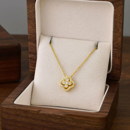 Lucky Four-leaf Clover CZ Necklace For Women's Dynamic Fashion Clavicle Chain Versatile Fashion Accessories