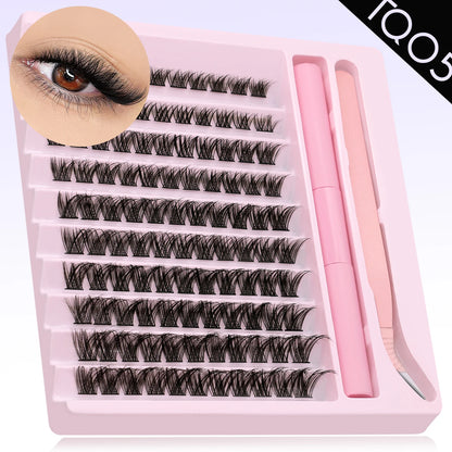Eyelash Clusters Kit DIY Lash Extension Kit Lash Bond And Seal And Eyelash Tweezers With Waterproof Strong Hold