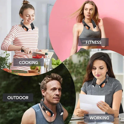 Portable Neck Fan,4000 mAh Cooling Airflow 5 Speeds Adjustable Bladeless Fan Hands Free Personal Wearable Rechargeable Battery