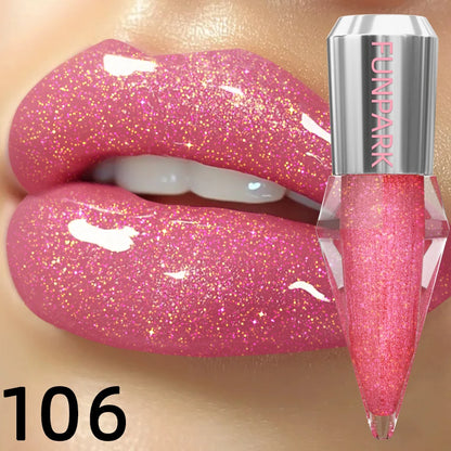 8-Color Glitter Shimmer Lip Gloss | Moisturizing Diamond Liquid Lipstick for Plump, Shiny Lips
