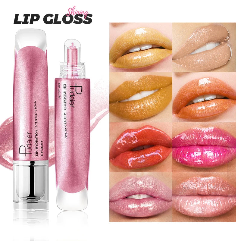 Lip Plumping Shimmer Mirror Water Lip Gloss Glitter Waterproof Moisturizing