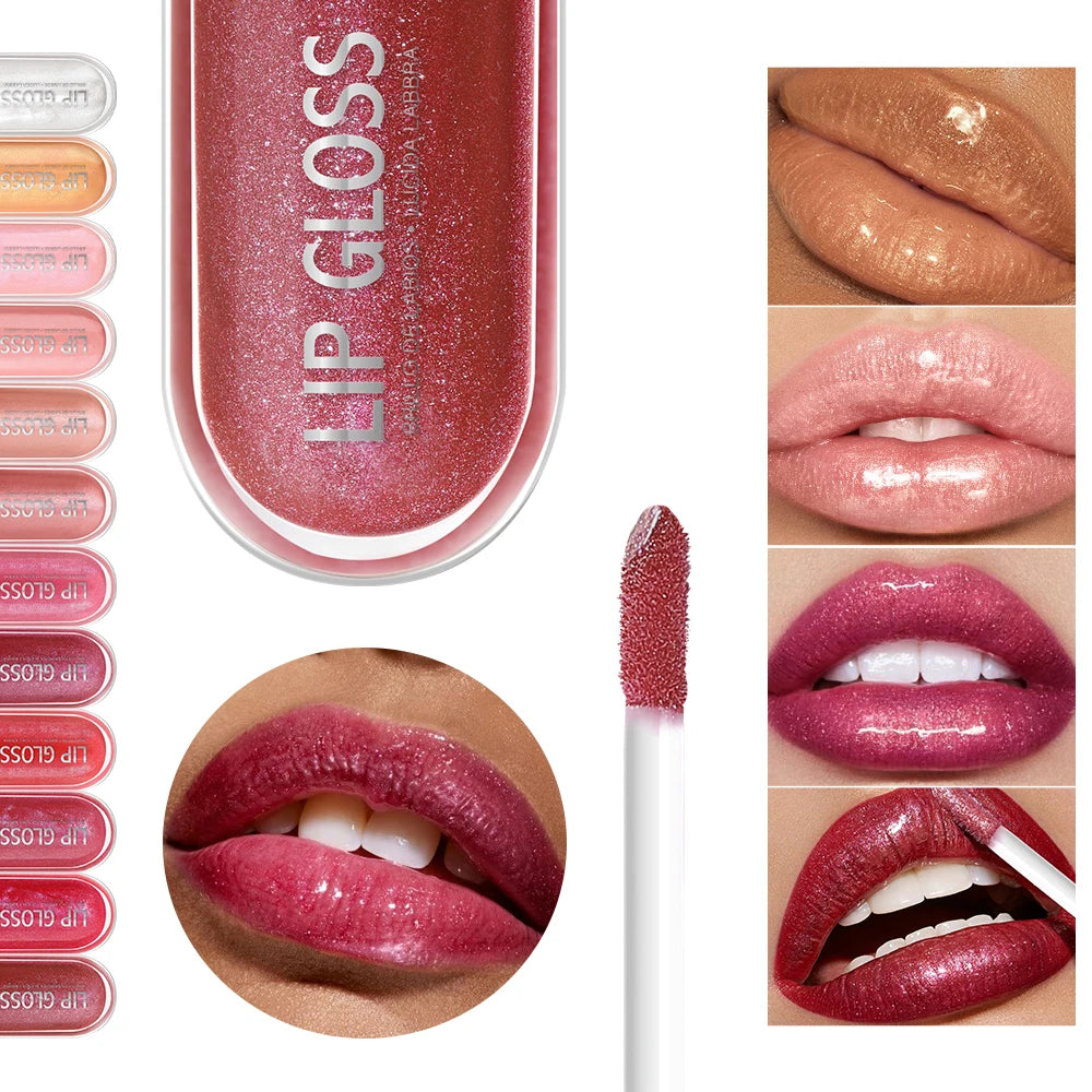 Glitter Lip Gloss Long Lasting Diamond Pearlescent Metallic Liquid Lipstick Moisturizing Lip Glaze Cosmetics