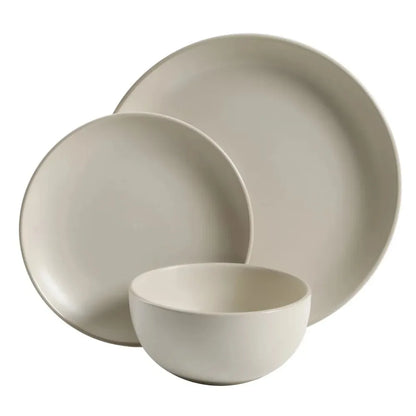 Matte 12-Piece Dinnerware Set, Cream,  Bowl Set , Salad Bowl