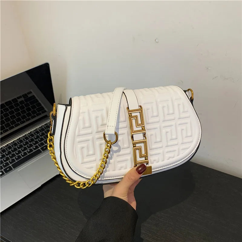 Leather Underarm Bag Women Gold-Tone Chain Crossbody Convertible Day-to-Evening Shoulder Purse Quiet Luxury Essential
