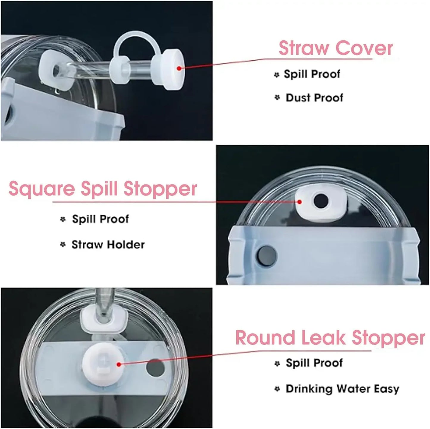 9PCS Cup Accessories Set Water Bottle Handle Strap Coin Purse Silicone Cup Boot Straw Cover for Stanley Cup 30oz & 40oz Tumbler