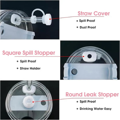 9PCS Cup Accessories Set Water Bottle Handle Strap Coin Purse Silicone Cup Boot Straw Cover for Stanley Cup 30oz & 40oz Tumbler
