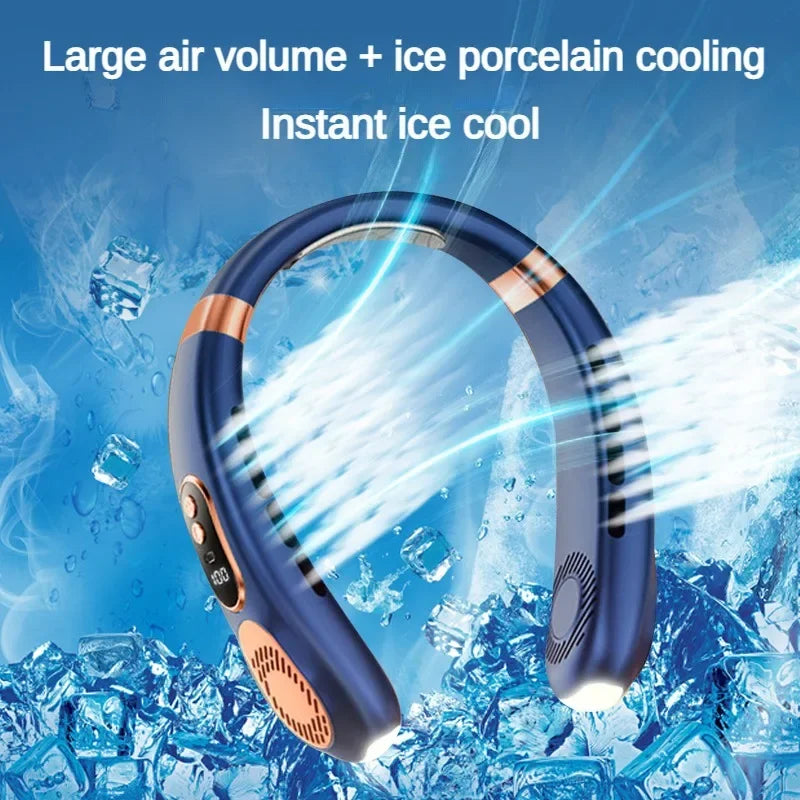 Portable Neck Fan,4000 mAh Cooling Airflow 5 Speeds Adjustable Bladeless Fan Hands Free Personal Wearable Rechargeable Battery