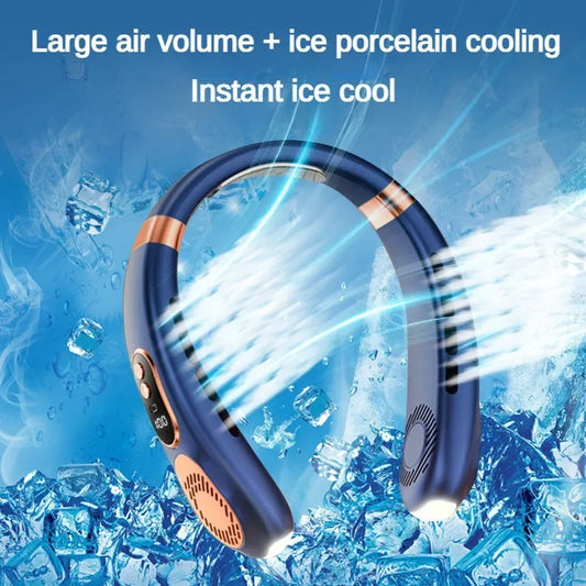 Portable Neck Fan,4000 mAh Cooling Airflow 5 Speeds Adjustable Bladeless Fan Hands Free Personal Wearable Rechargeable Battery