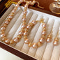 French Retro Geometric Pearl Necklace Earring Fashion Design Temperament Collarbone Chain Light Luxury High-end Jewelry Sets