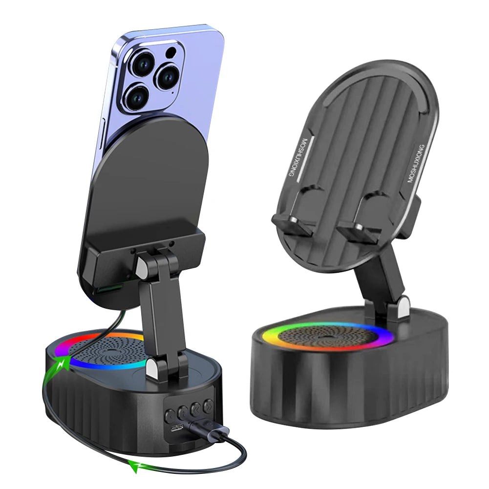 Cellphone Stand with Powerbank Bluetooth-Compatible Speaker Multi-Function Induction Phone Bracket