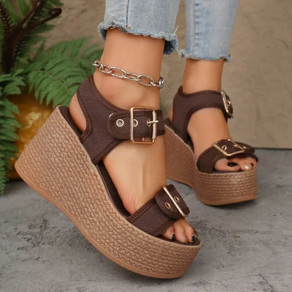 Sandals female super high heels heightening new summer fish mouth thick bottom slippers fashion muffin shoes women's shoes