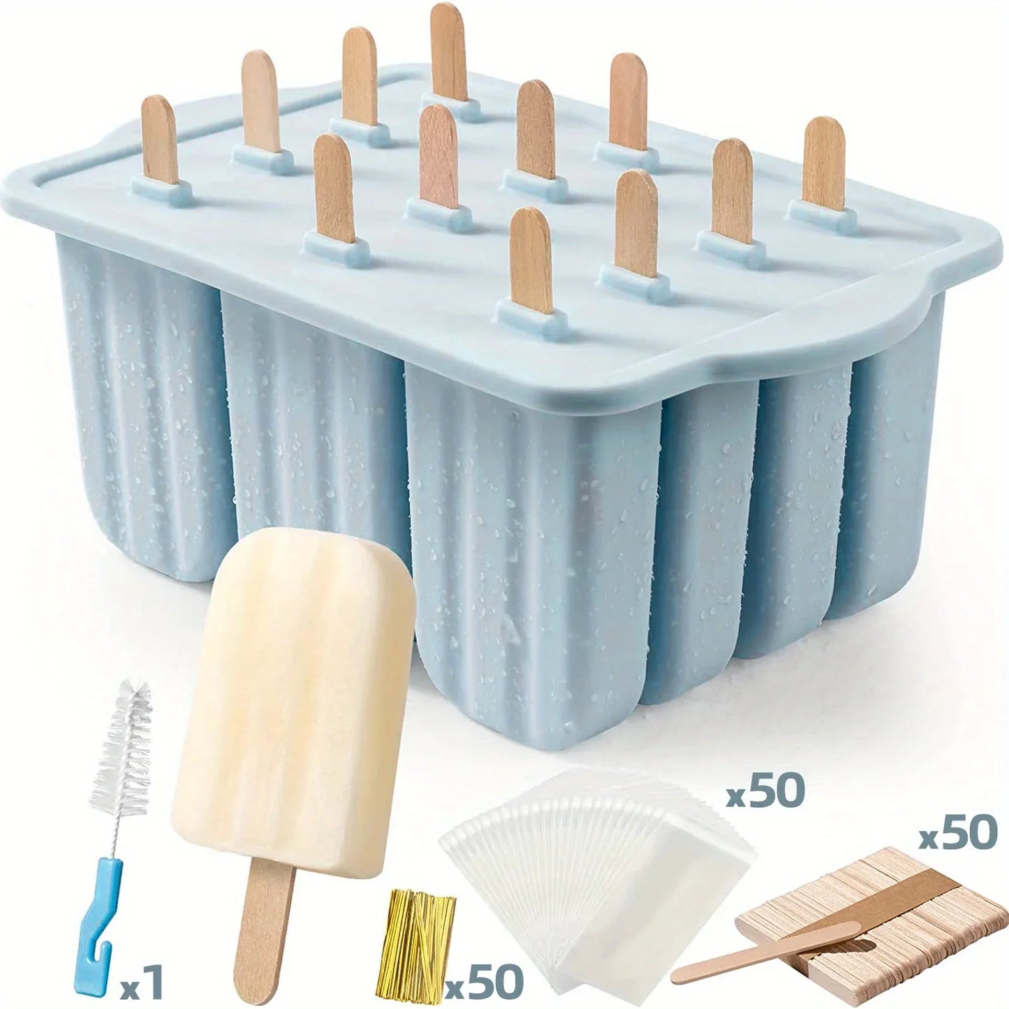 Popsicles Molds, 12 Pieces Silicone Popsicle Molds Easy-Release BPA-free Popsicle Maker Molds Ice Pop Molds Homemade Popsicle