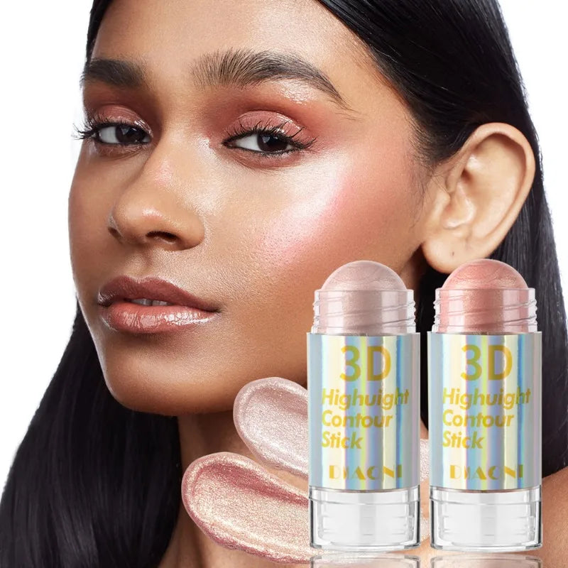 3D Face Brighten Highlighter Bar Cosmetic Face Contour Bronzer Shimmer Highlighter Stick Concealer Cream Makeup tool