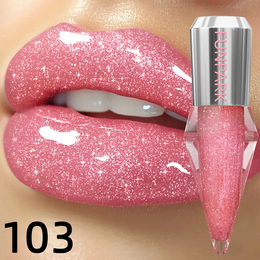 8-Color Glitter Shimmer Lip Gloss | Moisturizing Diamond Liquid Lipstick for Plump, Shiny Lips