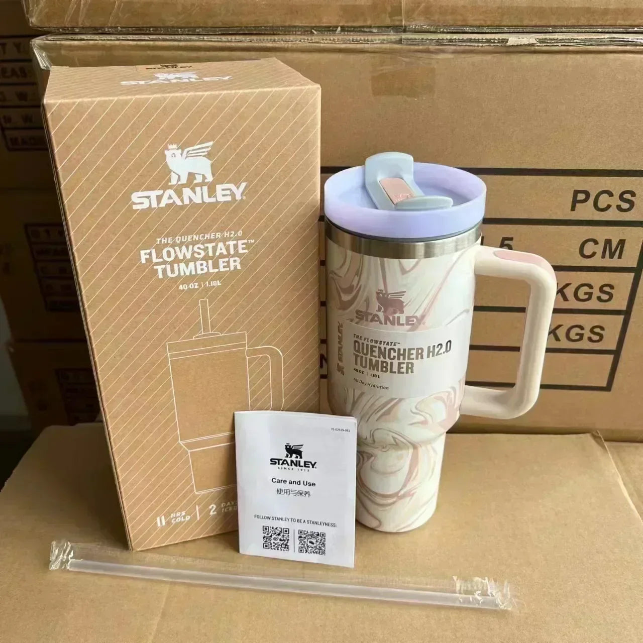 Stanley 30oz 40oz Insulated Tumbler With Lid and Straws Stainless Steel Coffee Tumbler with Handle Vacuum Leak Proof Coffee Cup