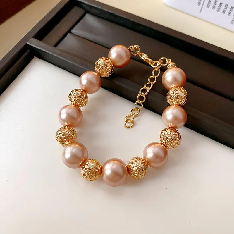 French Retro Geometric Pearl Necklace Earring Fashion Design Temperament Collarbone Chain Light Luxury High-end Jewelry Sets