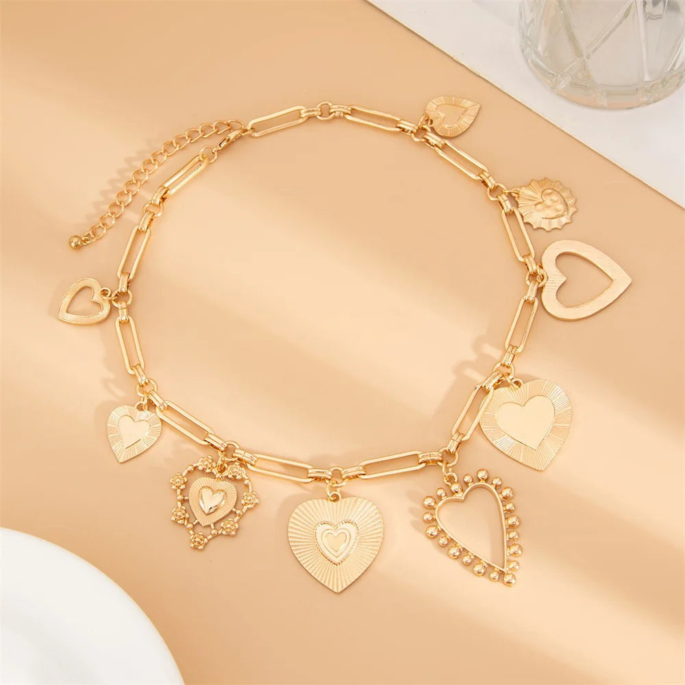 Punk Big Heart Pendant Necklace for Women Fashion Goth Metal Choker Necklace Charm Party Jewelry On The Neck Gifts