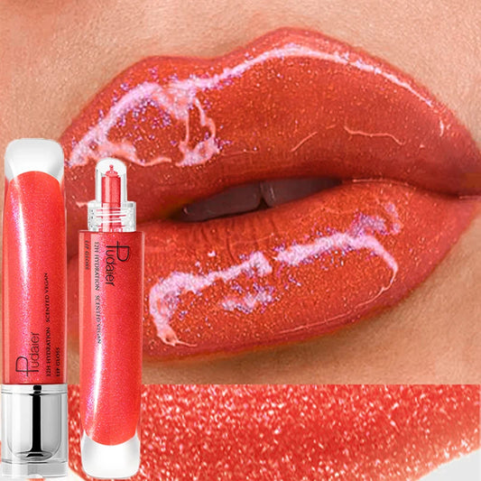 Lip Plumping Shimmer Mirror Water Lip Gloss Glitter Waterproof Moisturizing