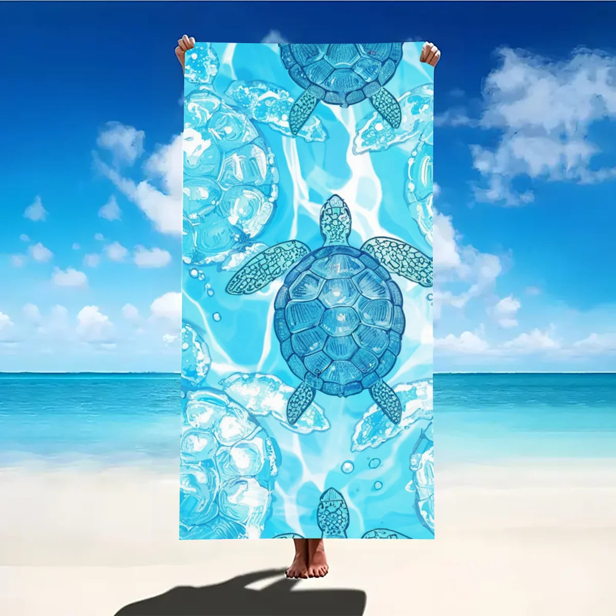 Print Sea Beach Towel Quick-Dry Washable Beach Towels Sandproof Portable Beach Towels  For Travel Swimming Camping Beach