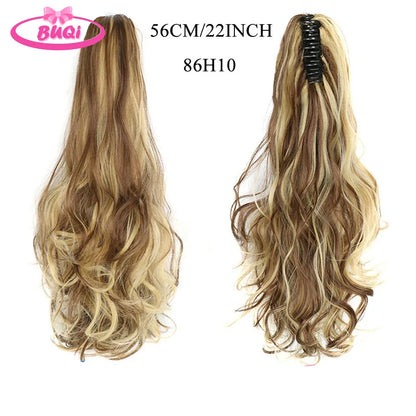 Water Wave Claw Clip In Ponytail Hair Extension Ombre Color Curly Wavy Synthetic Ponytail Extension Hair For Women Pony Tail