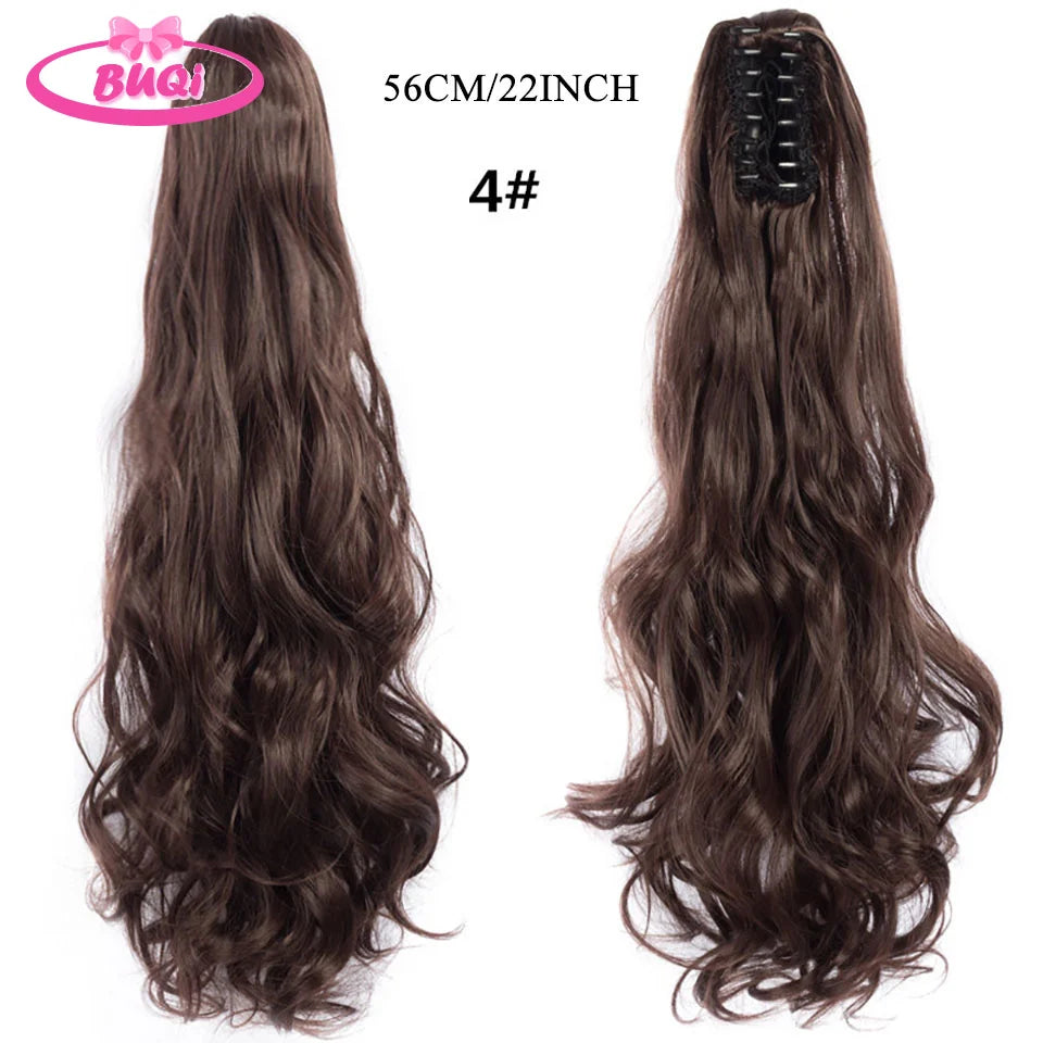 Water Wave Claw Clip In Ponytail Hair Extension Ombre Color Curly Wavy Synthetic Ponytail Extension Hair For Women Pony Tail
