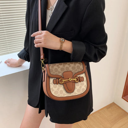New trendy and retro crossbody bag for women, Korean version western-style women's bag, saddle bag, wide shoulder strap shoulder