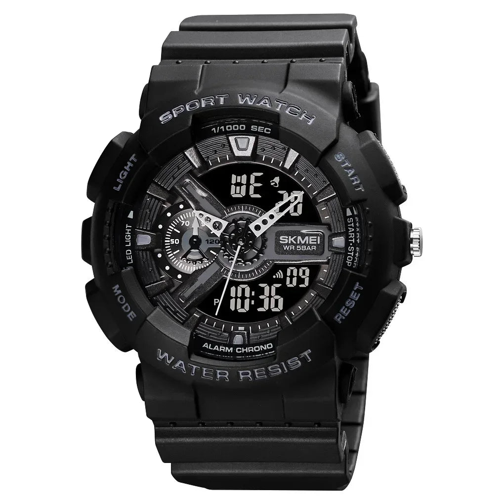 Dual Display  Sports Digital Watch – LED Chrono Alarm Waterproof