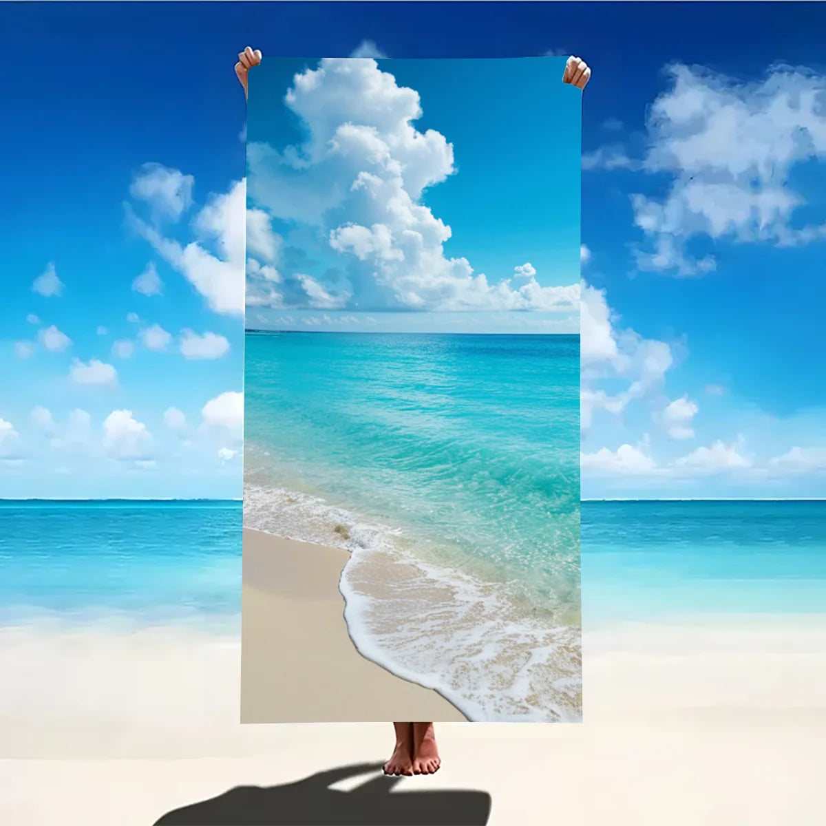 Print Sea Beach Towel Quick-Dry Washable Beach Towels Sandproof Portable Beach Towels  For Travel Swimming Camping Beach